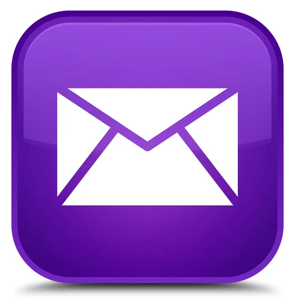 メール アイコン特別な紫色の正方形ボタン — ストック写真