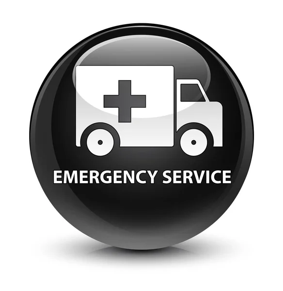Emergency service glassy black round button — Stock Photo, Image
