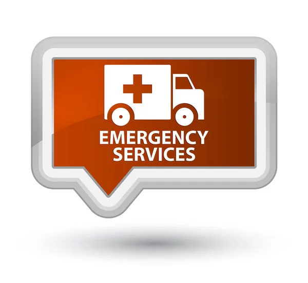 Emergency services prime brown banner button — Stock Photo, Image