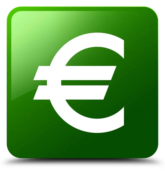 Euro signo icono verde botón cuadrado — Foto de Stock