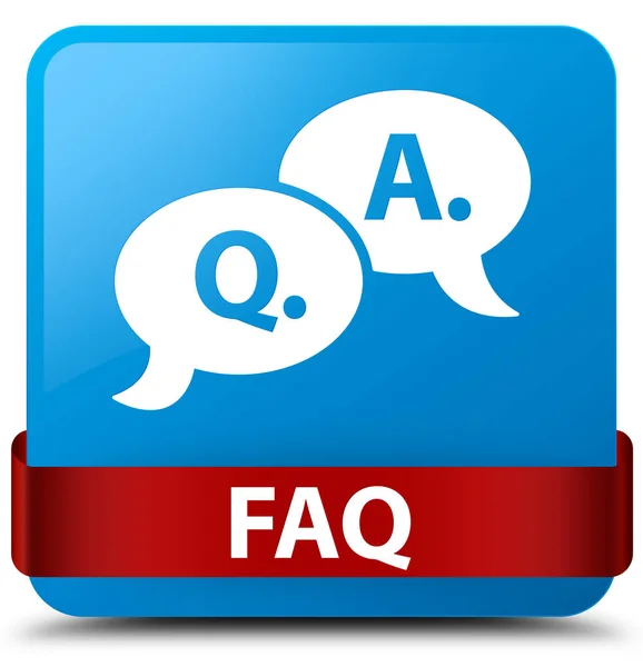 Faq (question answer bubble icon) cyan blue square button red ri — Stock Photo, Image