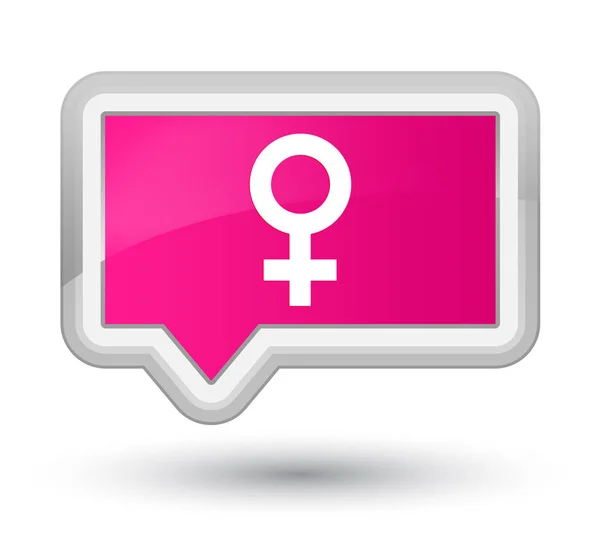 Knoop van de voornaamste roze banner van het pictogram van de vrouwelijke teken — Stockfoto