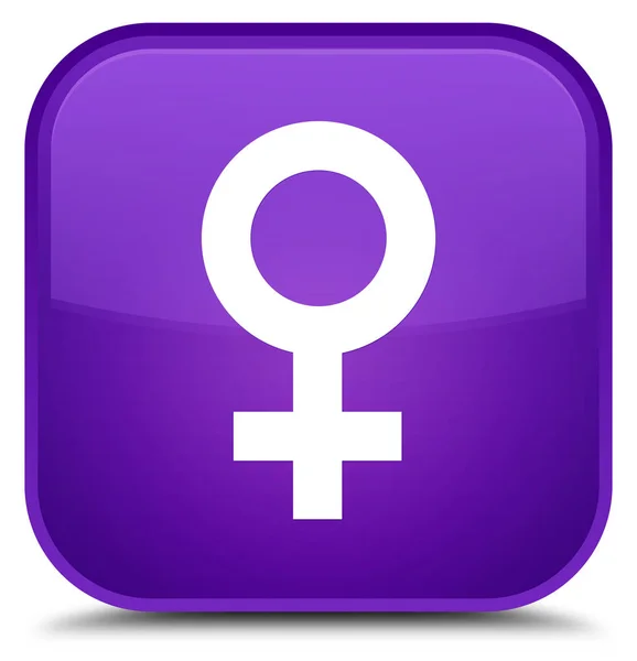 雌記号アイコン特別な紫色の正方形ボタン — ストック写真