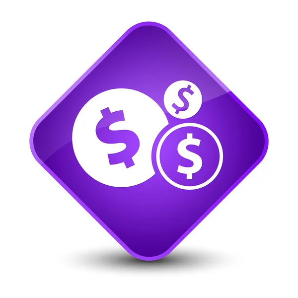 财政美元符号图标优雅的紫色菱形按钮 — 图库照片