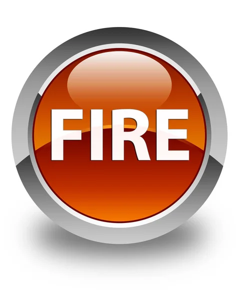 Požární lesklé hnědé kulaté tlačítko — Stock fotografie
