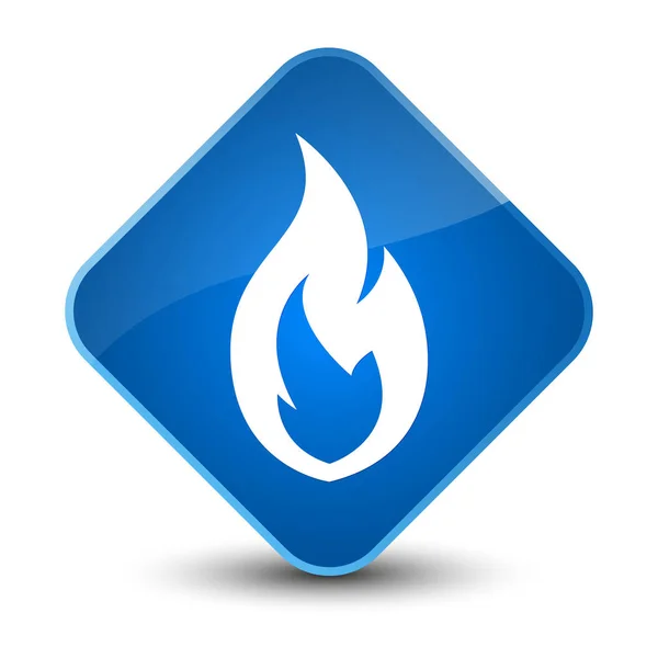 Ícone de chama de fogo elegante botão diamante azul — Fotografia de Stock