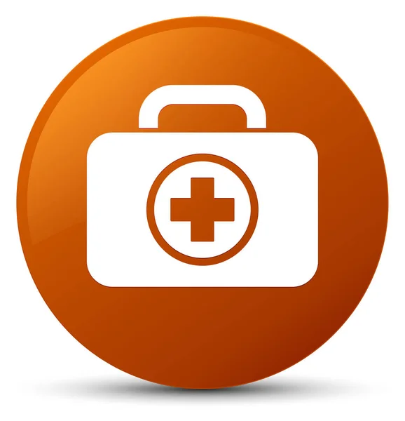 First aid kit ikonu hnědé kulaté tlačítko — Stock fotografie