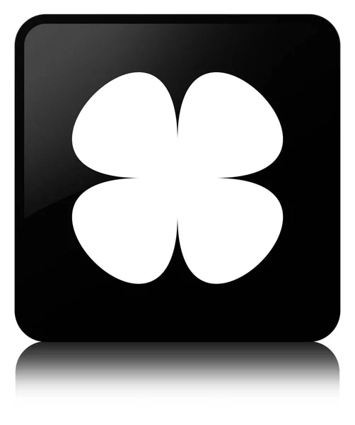 Çiçek yaprak simge siyah kare düğme — Stok fotoğraf