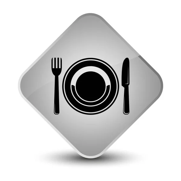 Placa de comida ícone elegante botão de diamante branco — Fotografia de Stock