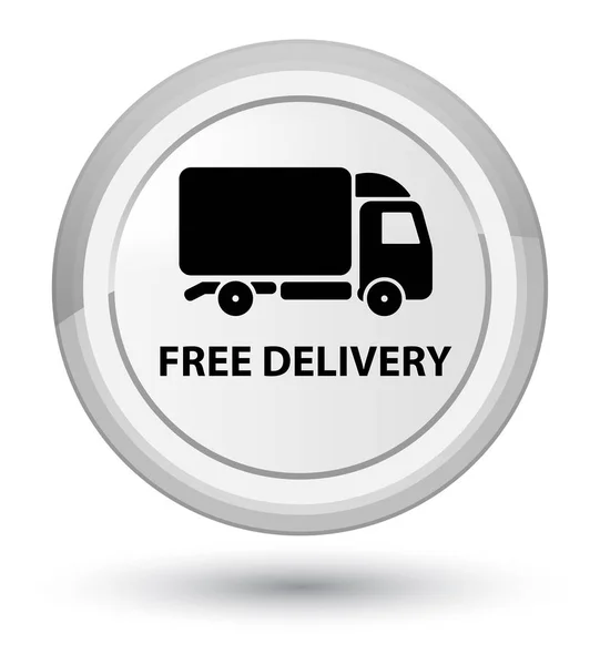 Free delivery prime white round button — Stock Photo, Image