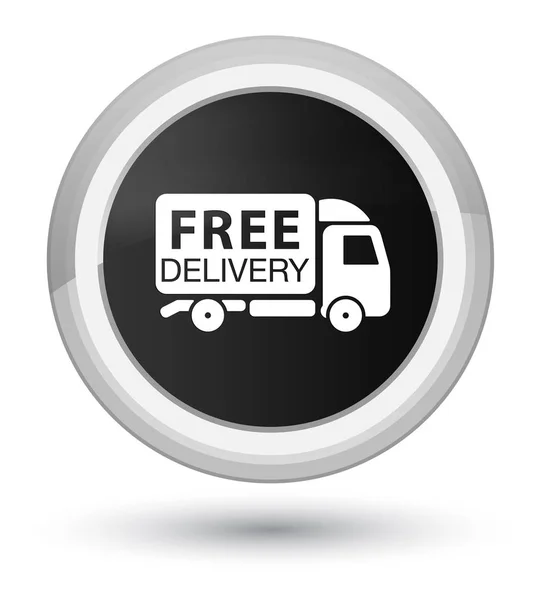 Consegna gratuita camion icona primo pulsante rotondo nero — Foto Stock