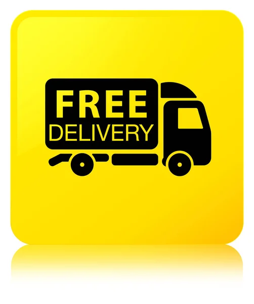 Consegna gratuita camion icona giallo pulsante quadrato — Foto Stock