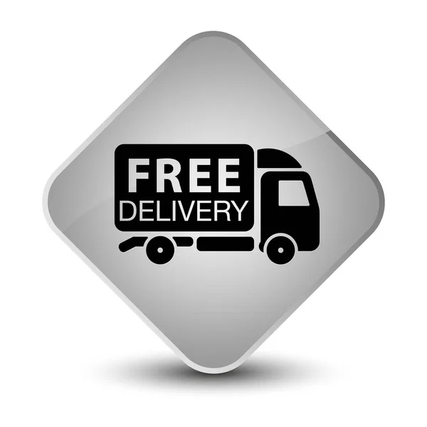 Free delivery truck icon elegant white diamond button — Stock Photo, Image