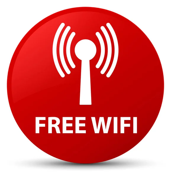 무료 wifi (무선 네트워크) 빨간 버튼 라운드 — 스톡 사진