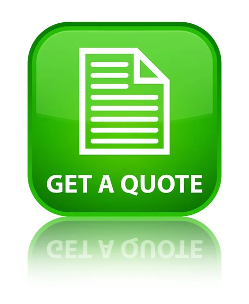 Almak bir alıntı (sayfa simgesi) özel yeşil kare düğme — Stok fotoğraf