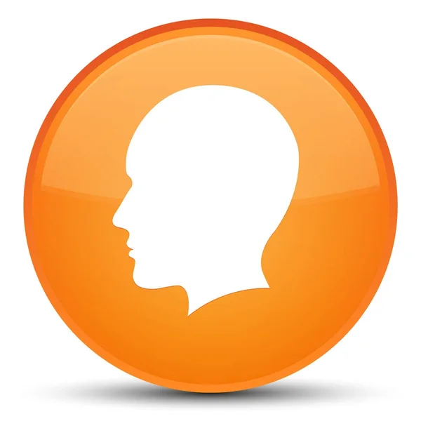 Tête hommes visage icône spécial orange bouton rond — Photo