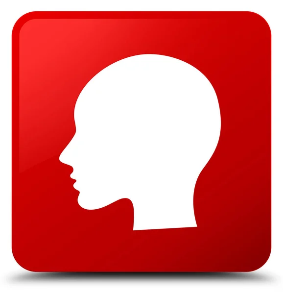 Κεφάλι γυναίκας πρόσωπο εικονίδιο κόκκινο τετράγωνο κουμπί — Φωτογραφία Αρχείου