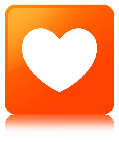 Corazón icono naranja botón cuadrado — Foto de Stock
