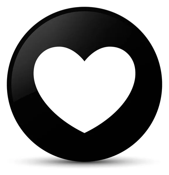 Καρδιά εικονίδιο μαύρο στρογγυλό κουμπί — Φωτογραφία Αρχείου