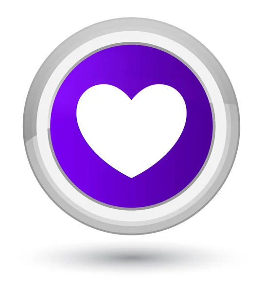 心形图标紫色圆形按钮 — 图库照片