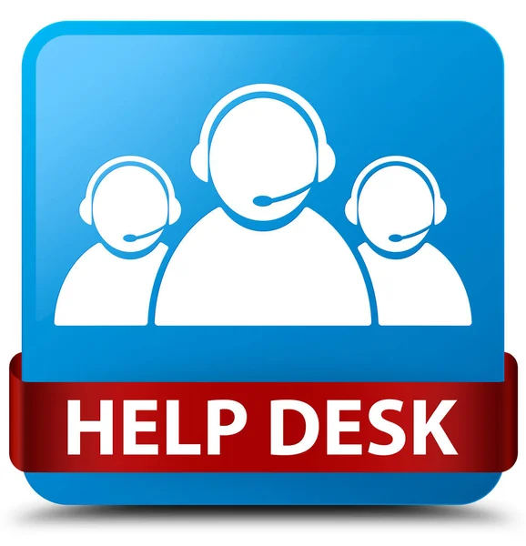 Hjälp skrivbord (customer care team ikon) cyan blå fyrkantiga knappen röd — Stockfoto