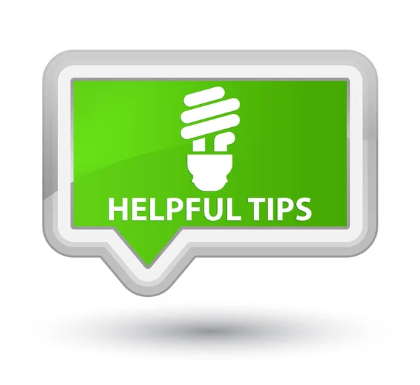 Χρήσιμες συμβουλές (εικονίδιο λάμπας) προνομιακή μαλακό πράσινο banner κουμπί — Φωτογραφία Αρχείου