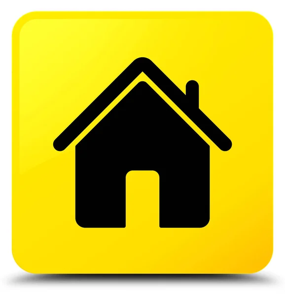 Hem-symbolen gula fyrkantiga knappen — Stockfoto
