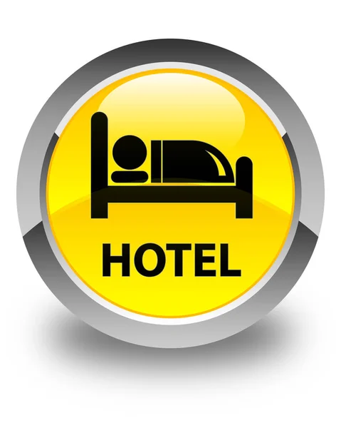 Hotel pulsante rotondo giallo lucido — Foto Stock