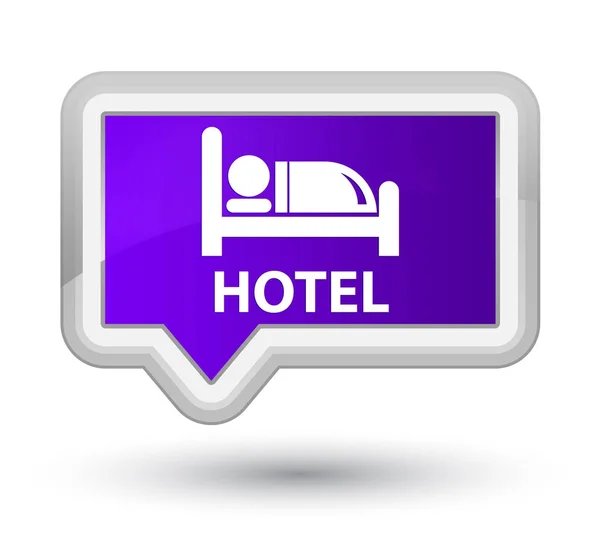 Hotel primer botón de bandera púrpura — Foto de Stock