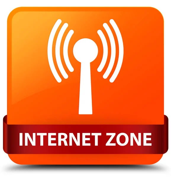 Internetová zóna (wlan sítě) oranžové čtvercové tlačítko červenou stužkou v — Stock fotografie