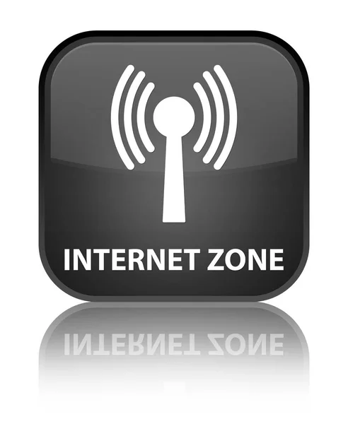 Zona de Internet (rede wlan) botão quadrado preto especial — Fotografia de Stock