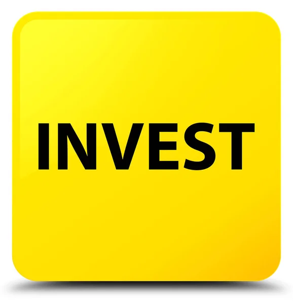 投资黄色方形按钮 — 图库照片
