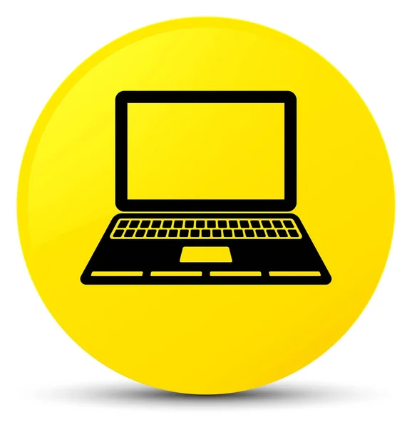 Laptop icon yellow round button — Stock Photo, Image