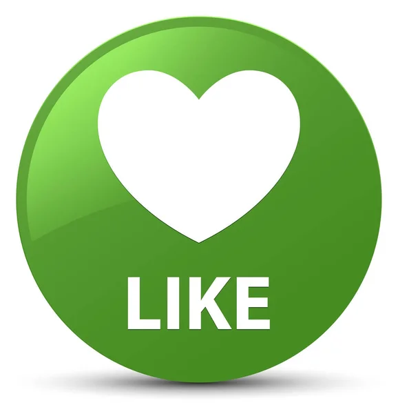 Como (ícone do coração) botão redondo verde suave — Fotografia de Stock