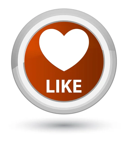 Como (ícone do coração) botão redondo marrom principal — Fotografia de Stock