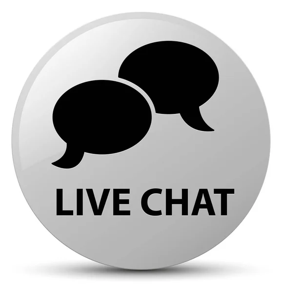 Chat en vivo botón redondo blanco —  Fotos de Stock