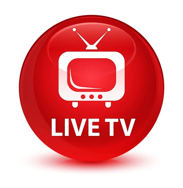 Live tv glasartade röda runda knappen — Stockfoto