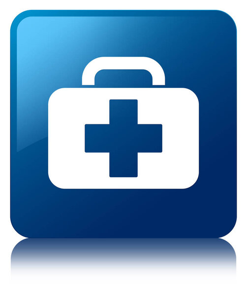 Medical bag icon blue square button