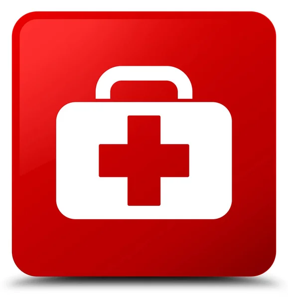 Medical bag icon red square button — Stock Photo, Image