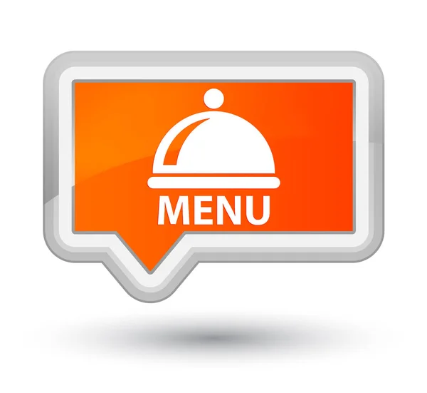 Menu (icona del piatto alimentare) tasto banner arancione principale — Foto Stock