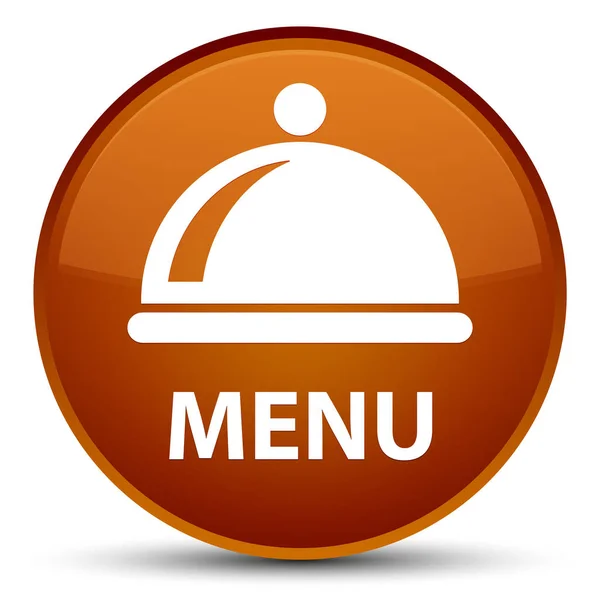 Menu (icona piatto alimentare) speciale pulsante rotondo marrone — Foto Stock