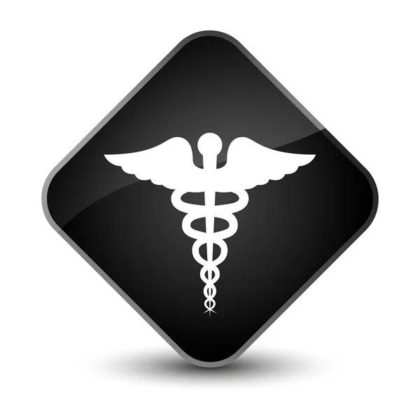 Icono médico elegante botón de diamante negro —  Fotos de Stock