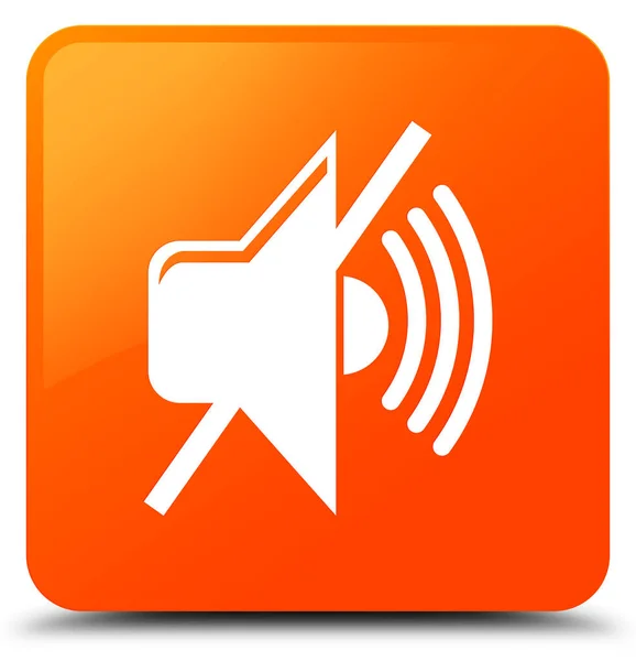 音量をミュート アイコン オレンジ正方形ボタン — ストック写真