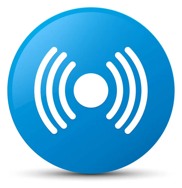 Ícone de sinal de rede botão redondo azul ciano — Fotografia de Stock