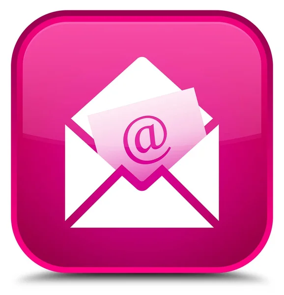 Nieuwsbrief e-mail pictogram speciale roze vierkante knop — Stockfoto