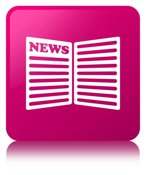 Newspaper icon pink square button — Stock Photo, Image