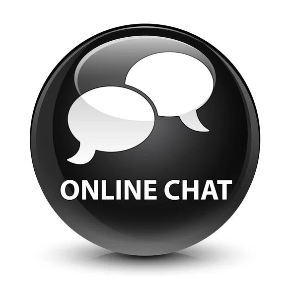 Online chatt glasartade svart rund knapp — Stockfoto