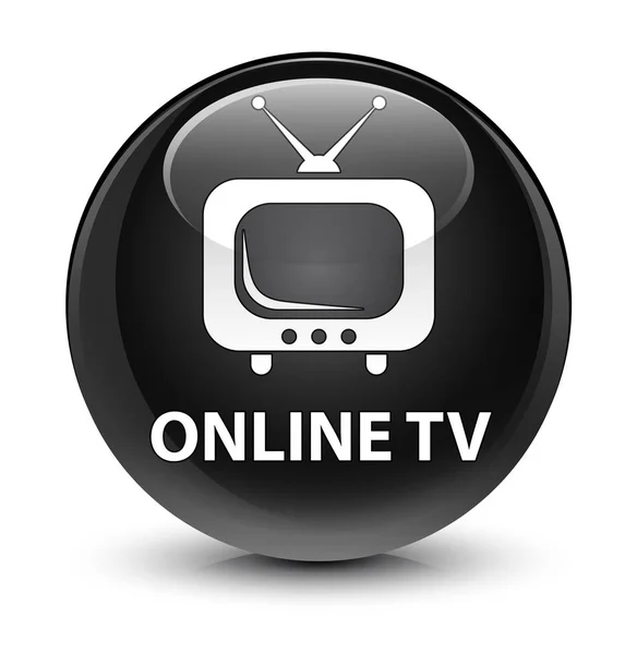 TV en línea cristal negro botón redondo —  Fotos de Stock