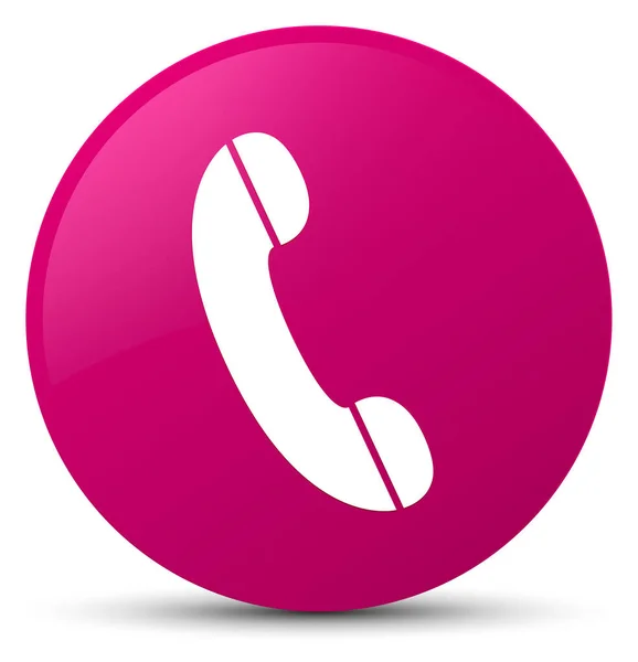 Telefoonpictogram roze ronde knop — Stockfoto