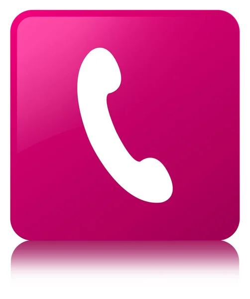 电话图标粉红色方形按钮 — 图库照片